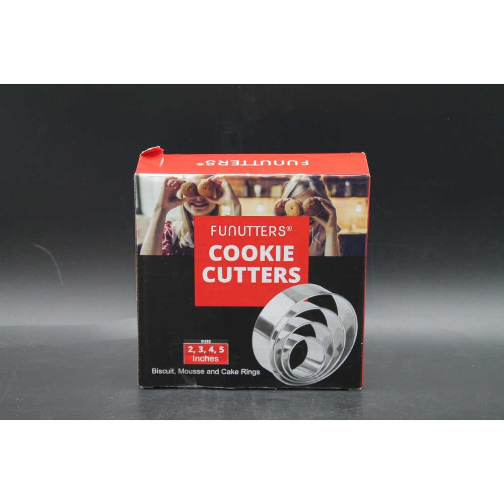 Funutters Stainless Steel Round Cookie Biscuit Cutter Set 4 Piece 2 3 4 5 Inch